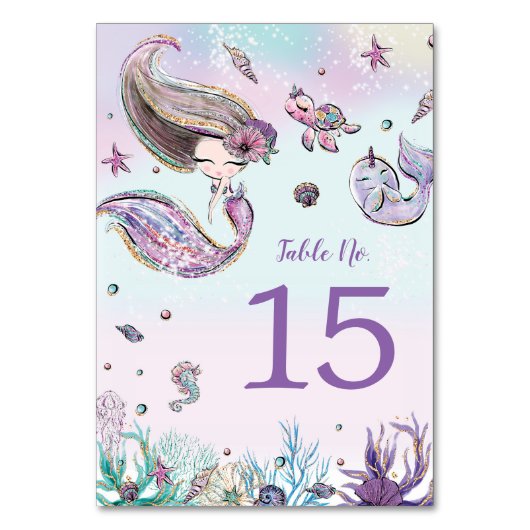 Schattigee Zeemeermin Onder het Zee Verjaardag Bab Kaart (Voorkant)