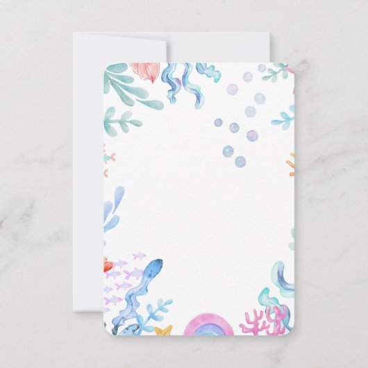 Schattigee Zeemeermin Onder het Zee Waterverf Baby Bedankkaart (Achterkant)