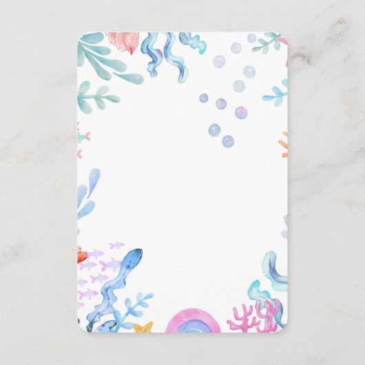 Schattigee Zeemeermin Onder het Zee Waterverf Baby Informatiekaartje (Achterkant)