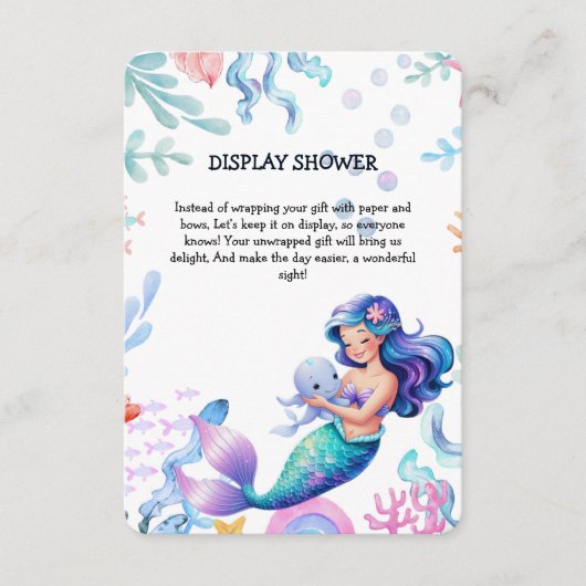 Schattigee Zeemeermin Onder het Zee Waterverf Baby Informatiekaartje (Voorkant)