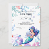 Schattigee Zeemeermin Onder het Zee Waterverf Baby Kaart (Voorkant)