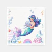 Schattigee Zeemeermin Onder het Zee Waterverf Baby Servet (Voorkant)