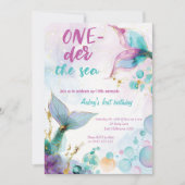 Schattigee Zeemeermin One der Het Zee 1e Verjaarda Kaart (Voorkant)