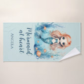 Schattigee Zeemeermin op het Hart Custom Badhanddo Badhanddoek (Badhanddoek)