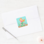 Schattigee Zeemeermin op Rock Meisjes Gepersonalis Vierkante Sticker (Envelop)