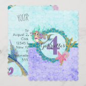 Schattigee Zeemeermin Paarse Baby Meisje Verjaarda Kaart (Voorkant / Achterkant)