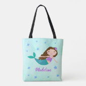 Schattigee Zeemeermin Paarse Glitter Aqua Tote Bag (Achterkant)