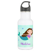 Schattigee Zeemeermin Paarse Glitter Aqua Waterfles (Voorkant)