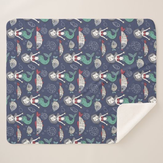 Schattigee Zeemeermin Pattern dekens (Voorkant (horizontaal))