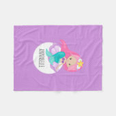 Schattigee Zeemeermin Princess Girl Zee Shell Paar Fleece Deken (Voorkant (Horizontaal))