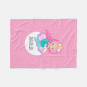 Schattigee Zeemeermin Princess Girl Zee Shell Roze Fleece Deken (Voorkant (Horizontaal))