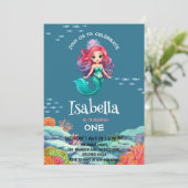 Schattigee Zeemeermin Regenboog kleurrijke Verjaar Kaart (Staand voorkant)