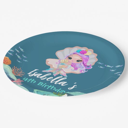 Schattigee Zeemeermin Regenboog parel kroonkroon V Papieren Bordje (Gekanteld)