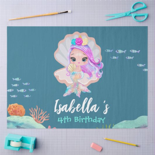 Schattigee Zeemeermin Regenboog parel kroonkroon V Tissuepapier (Craft)