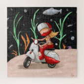 Schattigee zeemeermin rijdende motorfiets legpuzzel (Verticaal)