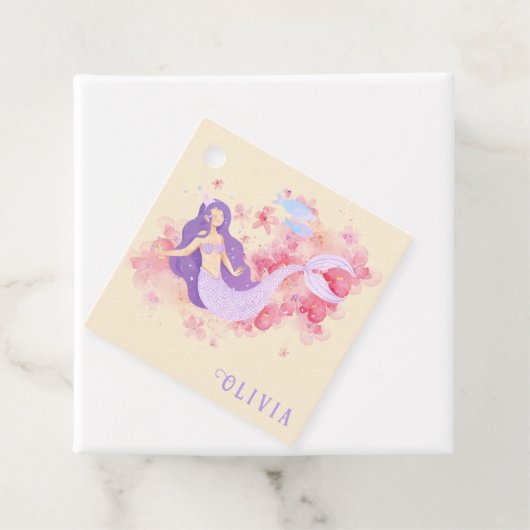 Schattigee Zeemeermin Roze Onder het zee voor klei Bedankjes Labels (In situ)