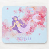 Schattigee Zeemeermin Roze Onder het zee voor klei Muismat (Voorkant)