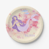 Schattigee Zeemeermin Roze Onder het zee voor klei Papieren Bordje (Voorkant)