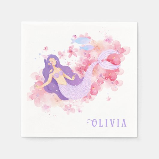 Schattigee Zeemeermin Roze Onder het zee voor klei Servet (Voorkant)