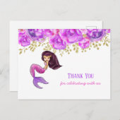 Schattigee zeemeermin | Roze pioenrozen bloemendan Briefkaart (Voorkant / Achterkant)