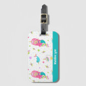 Schattigee zeemeermin strand meisje gepersonalisee bagagelabel (Voorkant (verticaal))