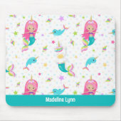 Schattigee zeemeermin strand meisje gepersonalisee muismat (Voorkant)