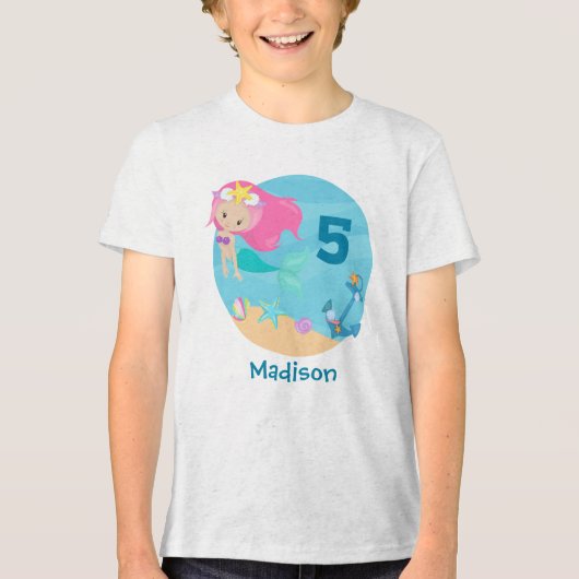 Schattigee zeemeermin strand verjaardagsfeest aang Tri-Blend shirt (Voorkant)