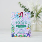 Schattigee Zeemeermin thema Verjaardagsfeestuitnod Kaart (Staand voorkant)