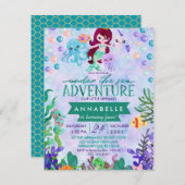 Schattigee Zeemeermin thema Verjaardagsfeestuitnod Kaart (Voorkant / Achterkant)