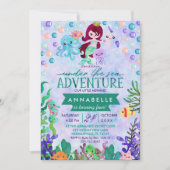 Schattigee Zeemeermin thema Verjaardagsfeestuitnod Kaart (Voorkant)