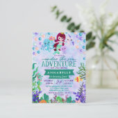 Schattigee Zeemeermin thema Verjaardagsfeestuitnod Uitnodiging Briefkaart (Staand voorkant)