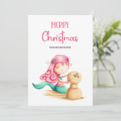 Schattigee Zeemeermin Vakantie Zakelijke Kerst Feestdagenkaart (Staand voorkant)