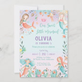 Schattigee Zeemeermin Verjaardag Regenboog Onder h Kaart (Voorkant)