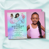 Schattigee Zeemeermin Verjaardag Zwart Haar Meisje Kaart