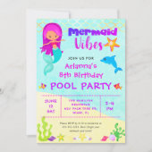 Schattigee Zeemeermin Vibes Verjaardag Zwembad Par Kaart (Voorkant)