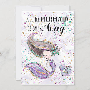 *~* Schattigee Zeemeermin Walvishoorn Baby shower Kaart