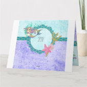 Schattigee Zeemeermin Waterverf Blauwgroen Paarse  Kaart (Achterkant)