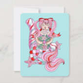 Schattigee Zeemeermin Waterverf Illustratie Vakant Feestdagenkaart (Voorkant)