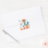 Schattigee Zeemeermin Waterverf Ocean Girl Kindere Vierkante Sticker (Envelop)