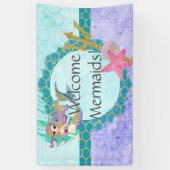 Schattigee Zeemeermin Welkom Zeemeerminnen Verjaar Spandoek (Verticaal)