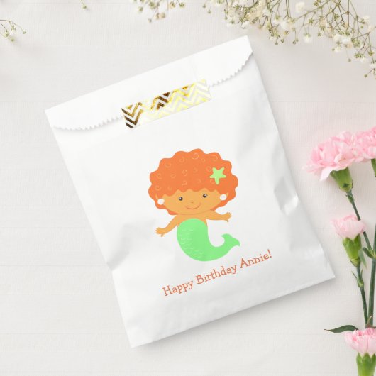 Schattigee zeemeermin witte gunsttas bedankzakje (Gezegeld)