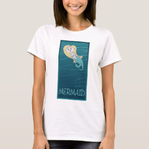 Schattigee zeemeermin zwemmen in het zee t-shirt