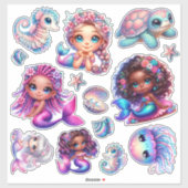 Schattigee Zeemeerminnen & Marine Life Pastel Stic Sticker (Vel)