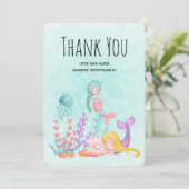 Schattigee zeemeerminnen onder de Zee Waterverf Da Bedankkaart (Staand voorkant)