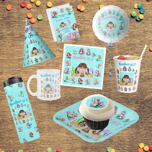 Schattigee zeemeerminnen onder het Zee Foto Kinder Feesthoedjes