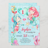 Schattigee zeemeerminnen onder het Zee meisje eers Kaart (Voorkant / Achterkant)