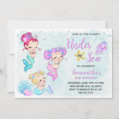 Schattigee zeemeerminnen onder het Zee Verjaardags Kaart (Voorkant)