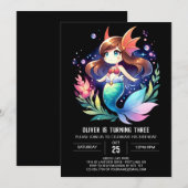 Schattigee zeemeerminverjaardag kaart (Voorkant / Achterkant)