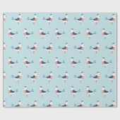 Schattigee Zeemeeuwen op lichtblauw Cadeaupapier (Vlak)