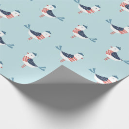 Schattigee Zeemeeuwen op lichtblauw Cadeaupapier